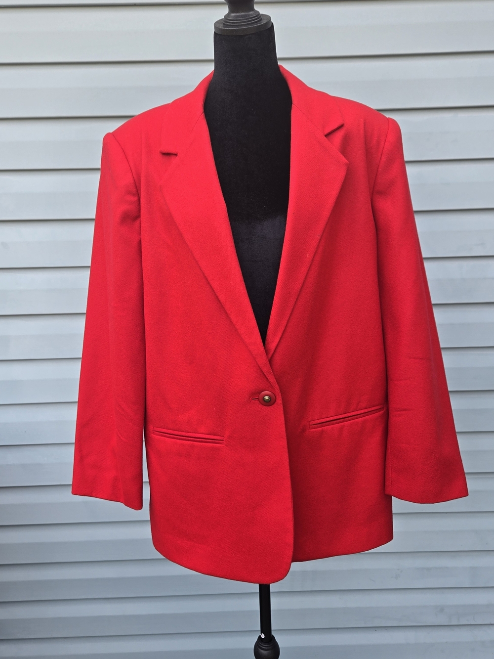Vintage Sag Harbor 100% Pure Wool Blazer Womens 14 Red Single Button 80s 90s